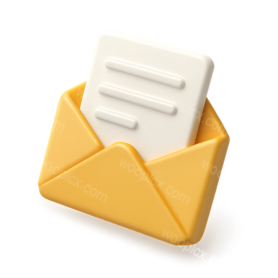 3D Envelope Icon with Letter in Isometric View