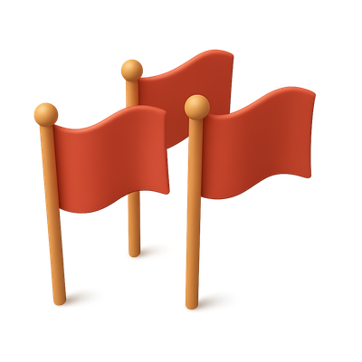 3D Waving Flags Icon with Volumetric Feel