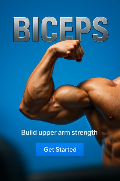 Promotional image for bicep strength training program