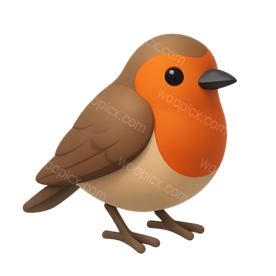 Stylized 3D Robin Icon with Volumetric Design