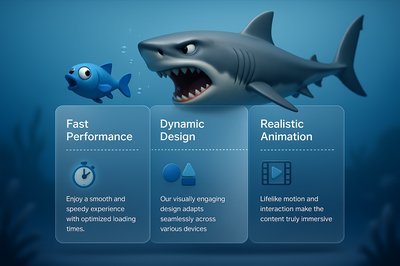 Shark Chasing Fish in Dynamic 3D Illustration