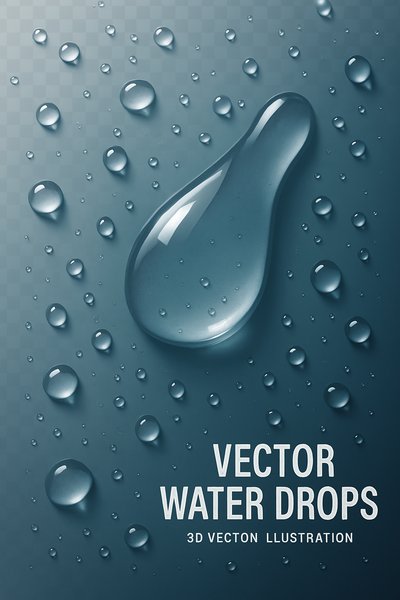 Dynamic Water Droplets in 3D Vector Illustration
