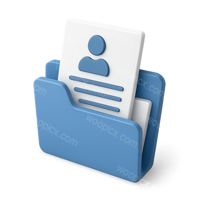 3D Resume Icon in Isometric View with Folder
