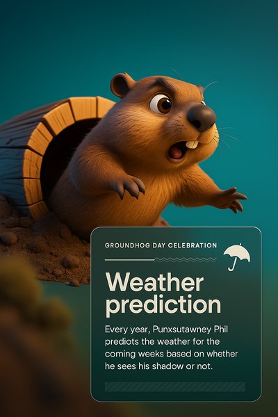 Punxsutawney Phil 3D Illustration for Groundhog Day Celebration