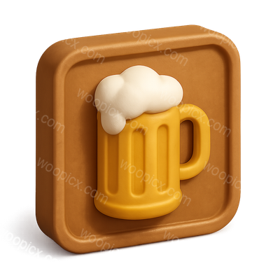 3D Beer Mug Icon with Volumetric Design