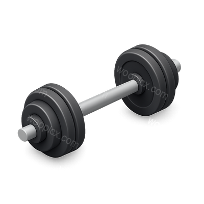 Stylized 3D Weightlifting Icon with Isometric View