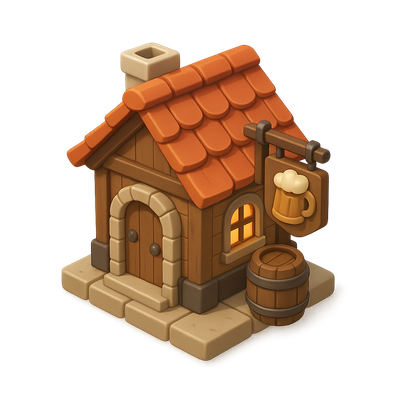 Charming 3D Tavern Icon with Beer Sign