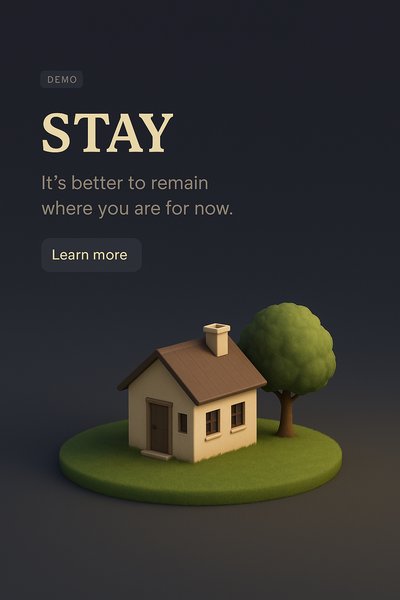 3D Scene with House and Tree on Dark Background