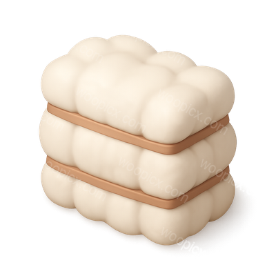 Stylized 3D Cotton Bale Icon with Isometric View