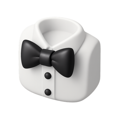 Elegant 3D Black-Tie Icon with Isometric View