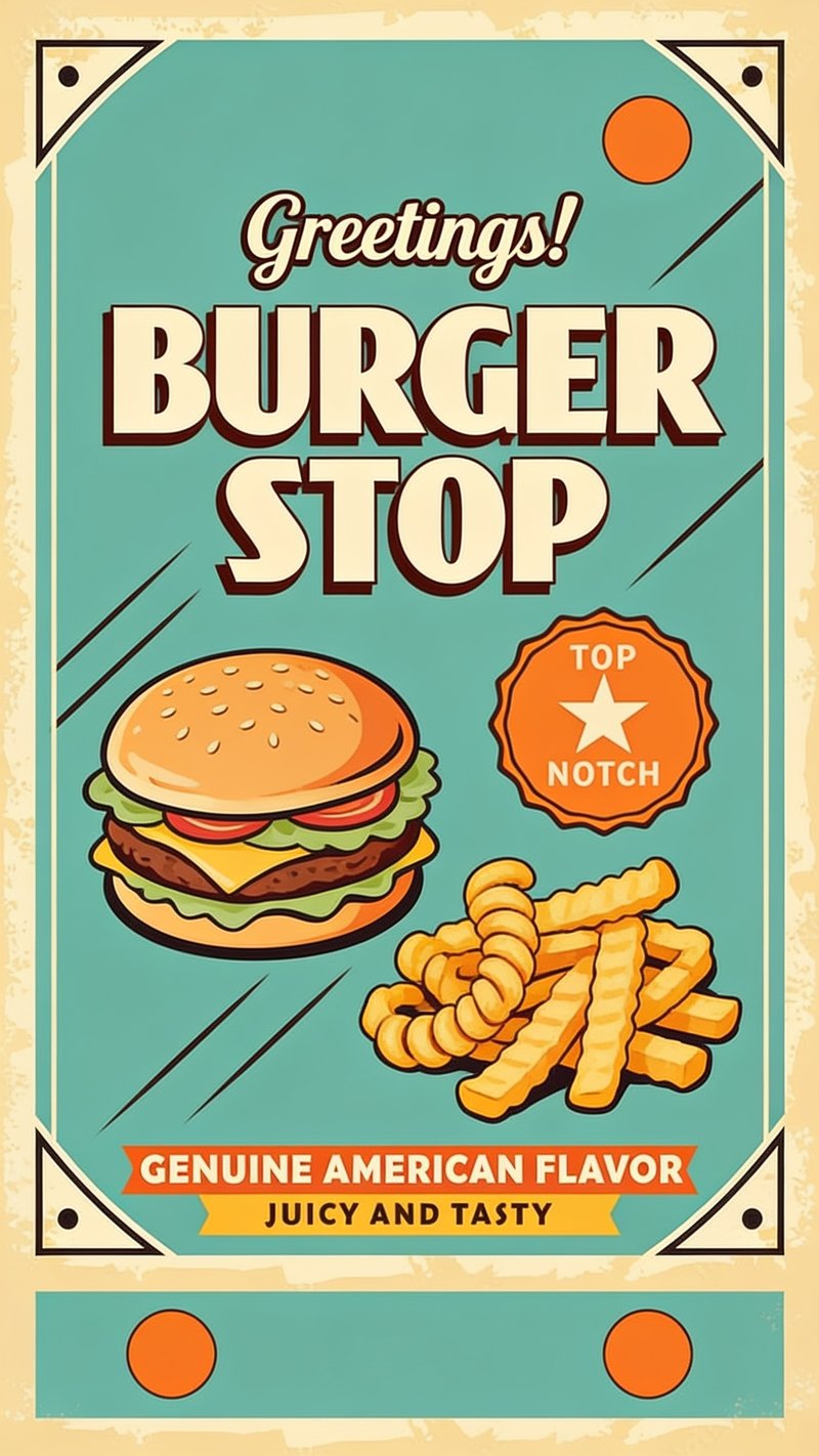 Burger Stop vintage poster