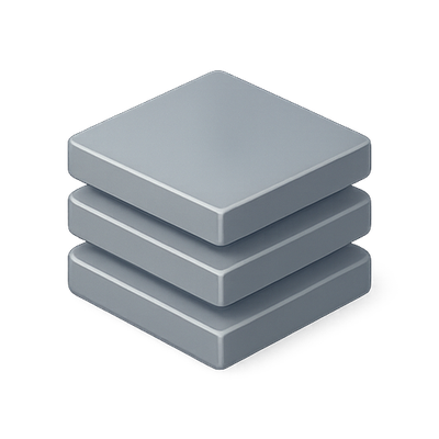 3D Stack of Gray Blocks Icon Design