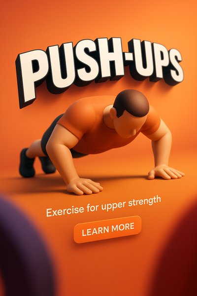 3D illustration promoting push-ups for upper body strength
