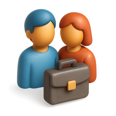 3D Icon of Two People Exchanging a Briefcase