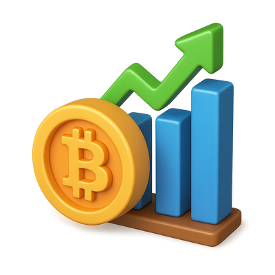 3D Bitcoin Icon with Growing Graph Representation