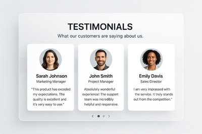Testimonials Section with Customer Feedback and Photos