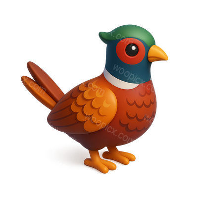 Stylized 3D Colorful Pheasant Icon Design