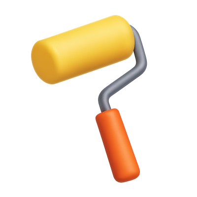 Stylish 3D Paint Roller Icon with Vibrant Colors