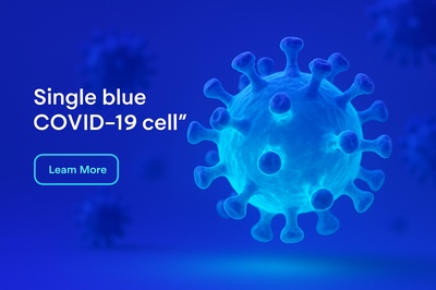 3D Render of a Glowing Blue COVID-19 Cell