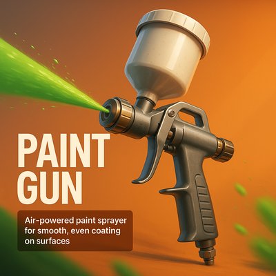 3D Render of a Paint Gun with Green Spray Effect