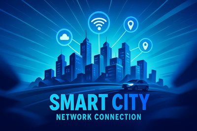 Dynamic Smart City Network Connection Illustration