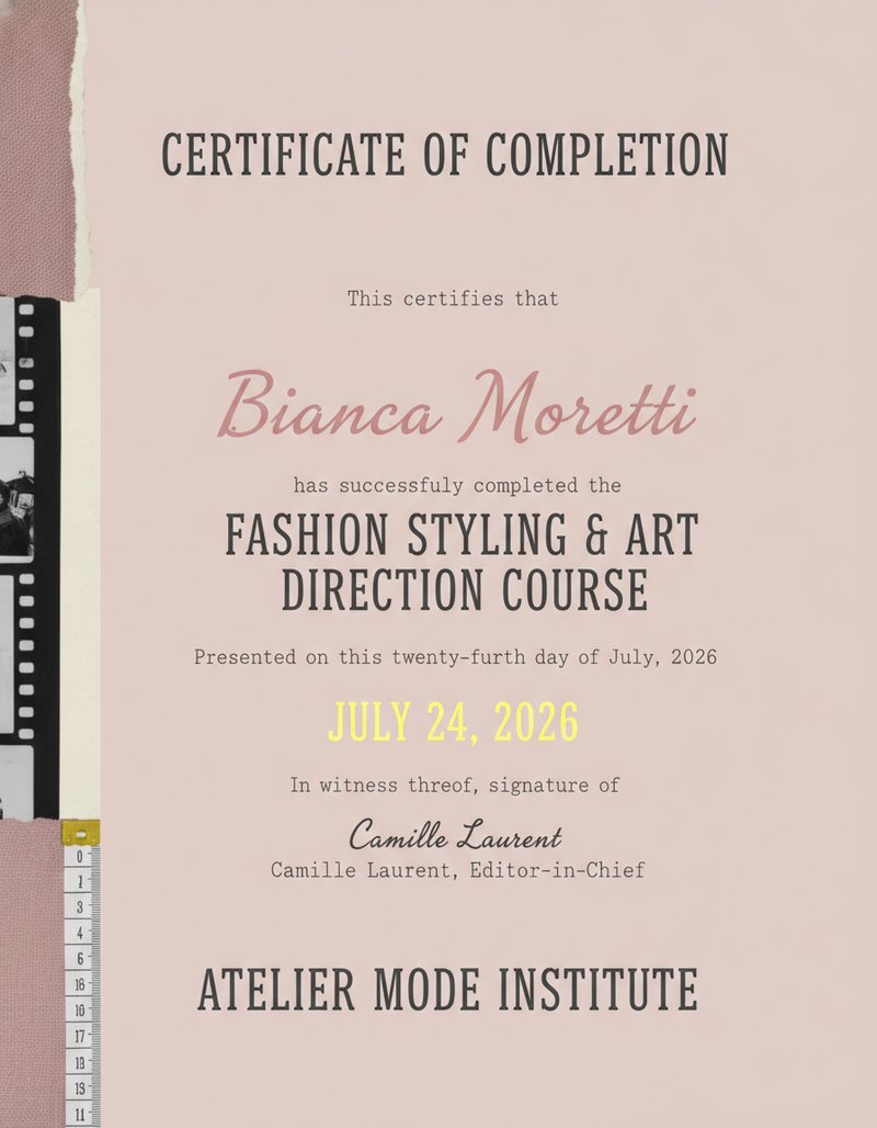 Elegant fashion certificate design