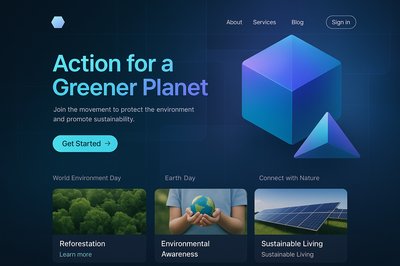 Futuristic Nature Landing Page Design with Geometric Elements
