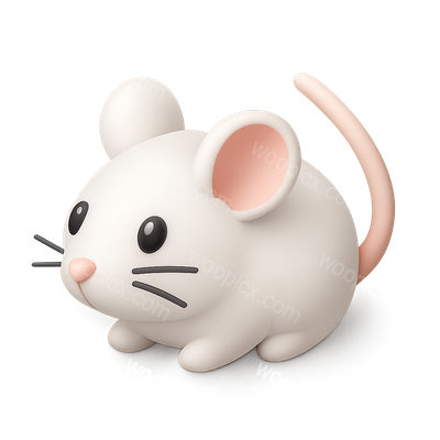 Cute 3D White Mouse Icon with Isometric Design