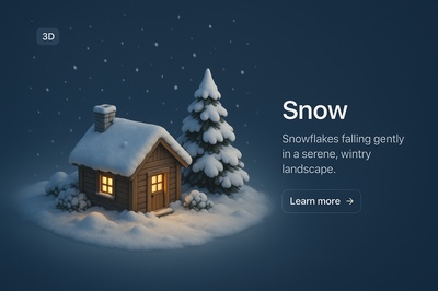 Serene Winter Landscape with Snowflakes in 3D Style