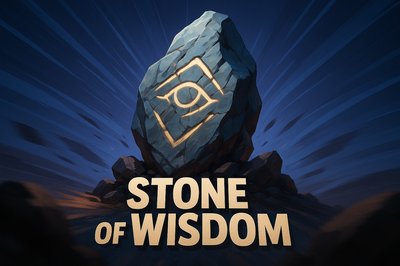 Dynamic Stone of Wisdom Illustration with Bold Typography