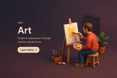 Realistic 3D Scene of an Artist Creating Art