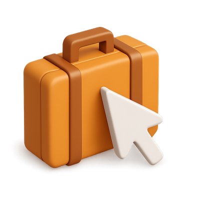 Stylish 3D Suitcase Icon with Pointer Design