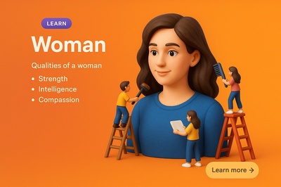 3D Scene Displaying Qualities of a Woman in a Realistic Style