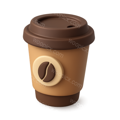 Stylish 3D Coffee Cup Icon with Volumetric Design
