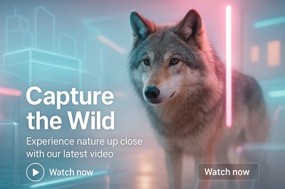 Engaging Promotional Banner for Nature Video Featuring a Wolf