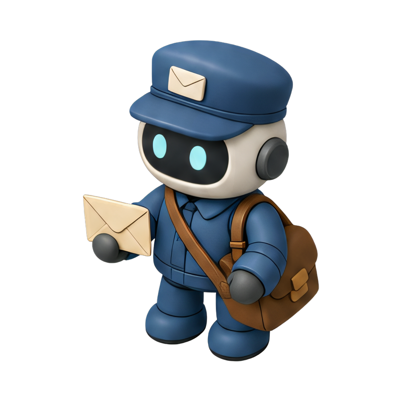robot mail carrier delivering letters