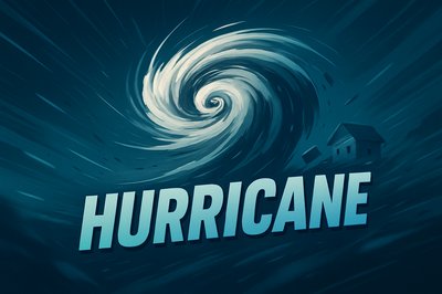 Dynamic Hurricane Landscape Illustration with Bold Title