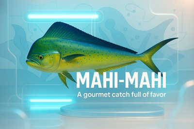 3D Render of Mahi-Mahi Fish with Modern Design Elements
