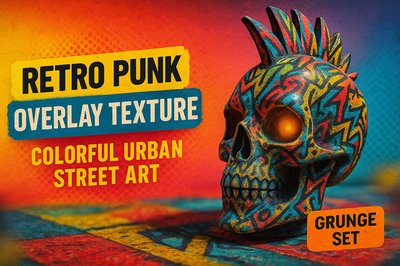 Vibrant Retro Punk Skull Graphic for Urban Art