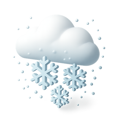 3D Blizzard Icon with Snowflakes and Cloud Design
