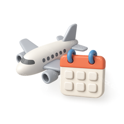 3D Airplane Calendar Icon with Isometric Design