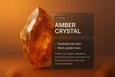 Stunning Amber Crystal with Informative Overlay Design