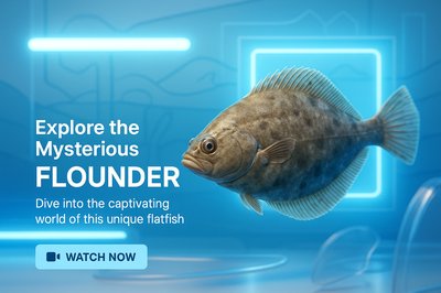 3D Render of Flounder with Modern Graphic Elements