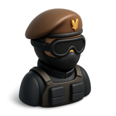 3D Icon of SAS British Elite Soldier with Isometric View