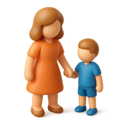 3D Mother and Child Icon with Isometric Design