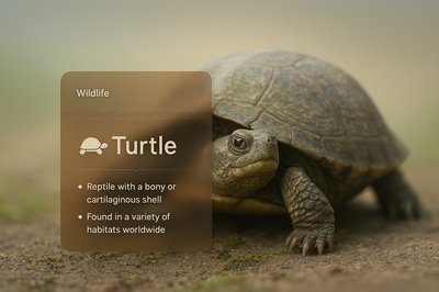 Stylish Turtle Design with Informative Overlay