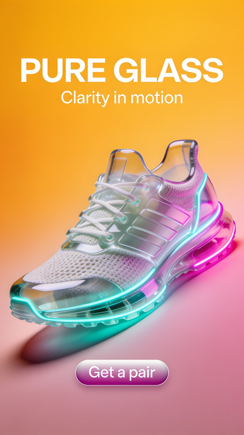 Cyan neon sneaker display