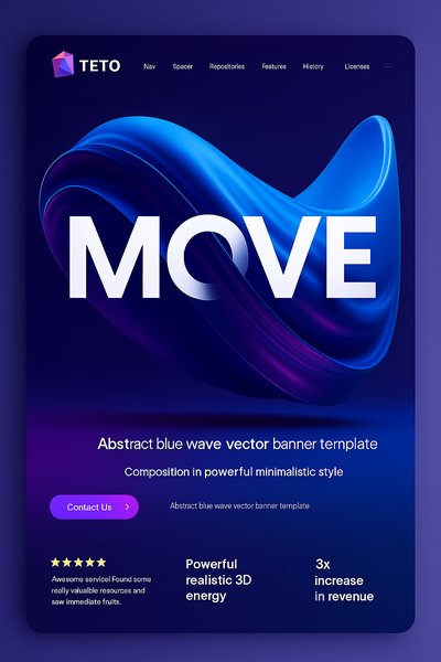 Modern Landing Page Design with Abstract Blue Wave