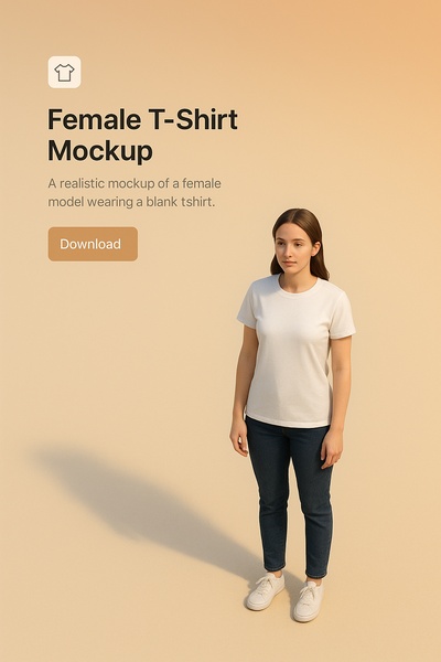 Stylish Female T-Shirt Mockup in a Minimalist Scene
