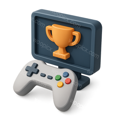 3D Esports Icon with Trophy and Controller
